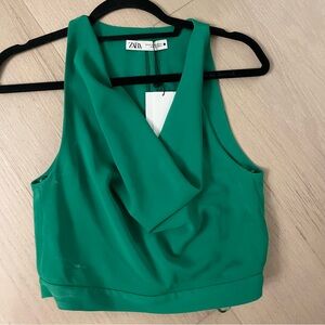 Zara cowl neck green crop top
